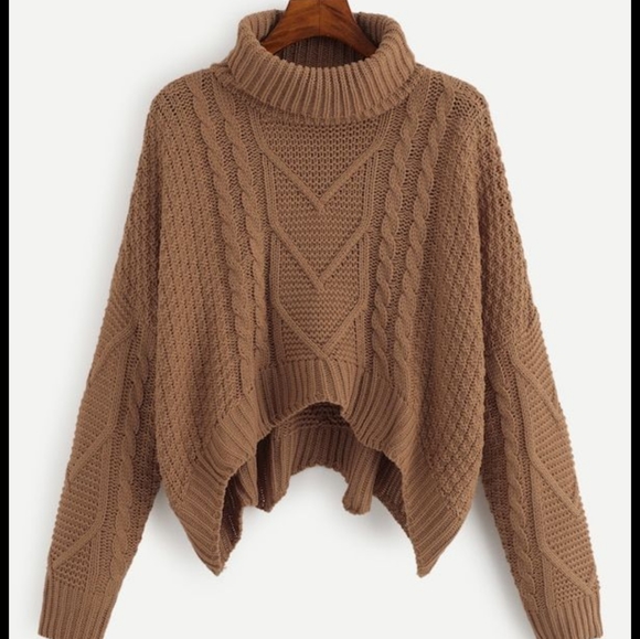 SHEIN Sweaters - Knit Turtleneck Asymetrical Hem Oversized Sweater
